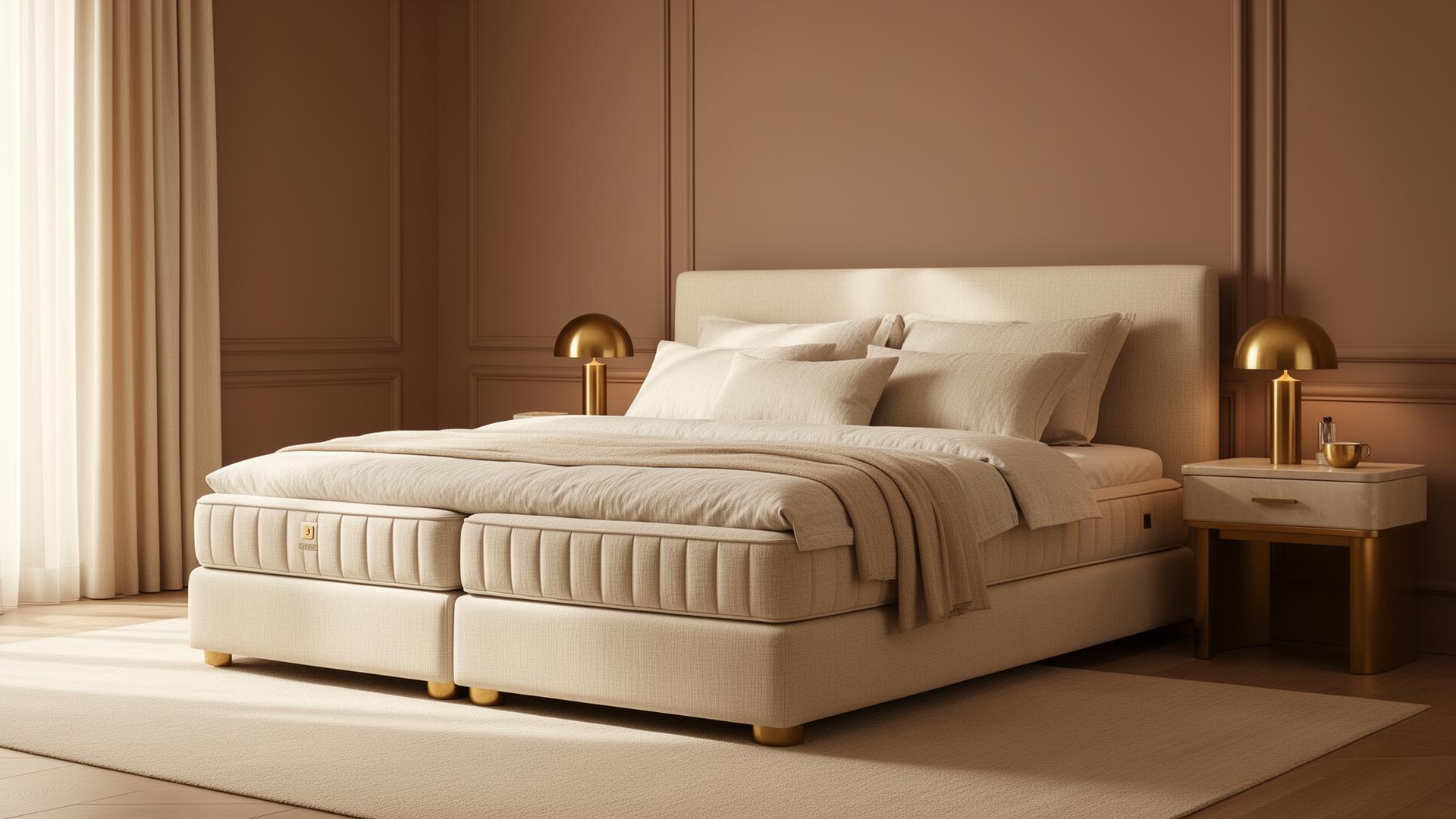 Handgemaakte boxspring op maat in een luxe slaapkamer